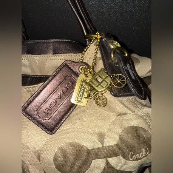 Coach tan monogram logo sateen carryall shoulder bag - Picture 2 of 13